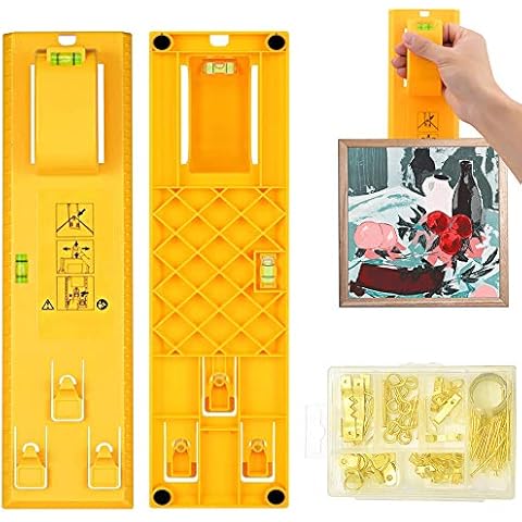 WEYHTF Picture Hanging Tool Kit, Wall Hanging Kit for Picture with 2 Spirit Levels, Nails, Hooks, Picture Hanging Wire, And D Ring. Good for Installation of The Mirror, Wall Clocks, Display Painting Cover