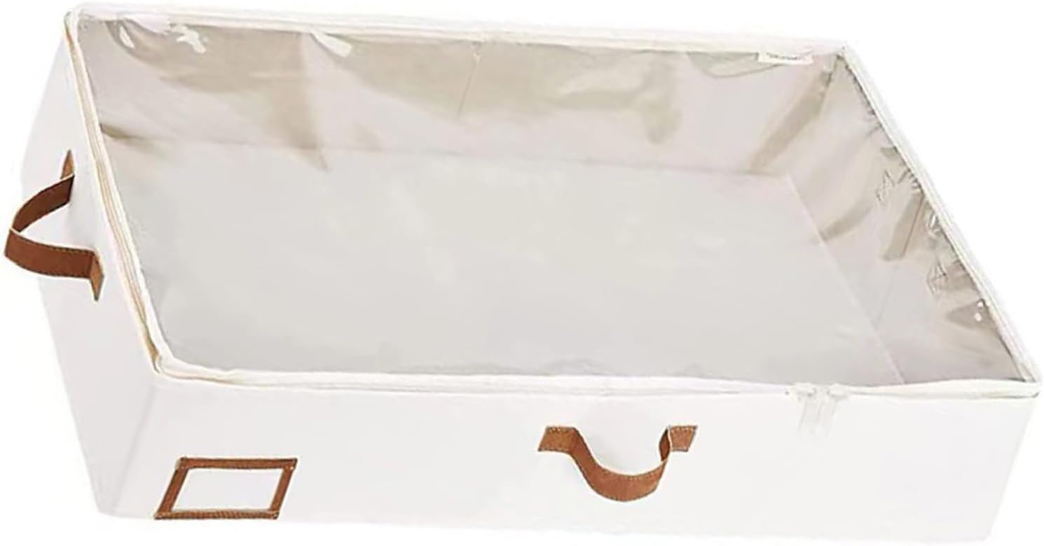 Foldable Under Bed Storage Box for Clothing and Bedding Clothes Organiser with Front and Side Handle and Label Holder Underbed Storage Bin