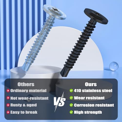 Vgbuy VG01715 180Pcs #8 Sheet Metal Screws Assortment Kit,410 Stainless Steel Self Tapping Screws thumb #4