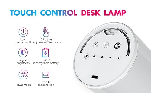 Entove Lamps For Bedroom, Rgb Desk Lamp, Bedside Lamp With Multi Scene Modes, Rechargeable Portable Touch Control Dimmable Rgb Lamp For Teen Girls, Baby, Living Room #TOP1