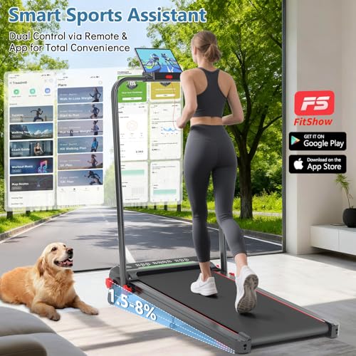 Image of Walking Pad Treadmill with Incline 8% & Decline -1.5% 4 Level, Under Desk Treadmill for Home, 2.5HP Quiet BLDC EvoDrive Portable Walking Pad with Remote Control, Led Display