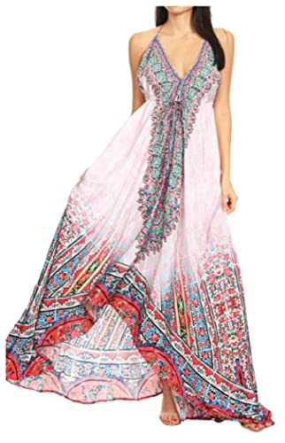 Image of Sakkas Lizi Womens Maxi High-Low Halter Handkerchief Long Dress Beach Party