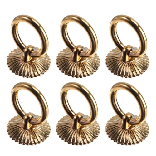 TEHAUX Tiradores de Cajón Dorados 6 Piezas Anillo Vintage 29 MM Redondo para Muebles de Tocador y Armarios de Cocina en Latón
