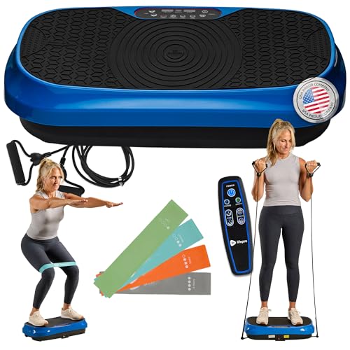 Lifepro Waver Mini Vibration Plate for Lymphatic Drainage – Whole Body Vibrating Platform Exercise Machine for Muscle Toning & Recovery with Remote & Resistance Bands, Max Load 260 lb