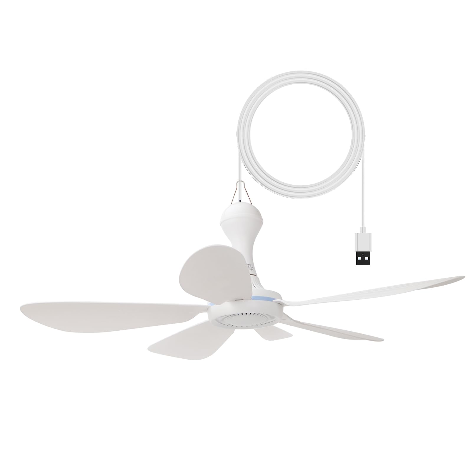 Portable Ceiling Fan/Mini DC 5V USB Hanging Fan for RV, Camping Tent, Gazebo, Bed & Dormitory / 16.5Inch Detachable Blades, Travel Storage