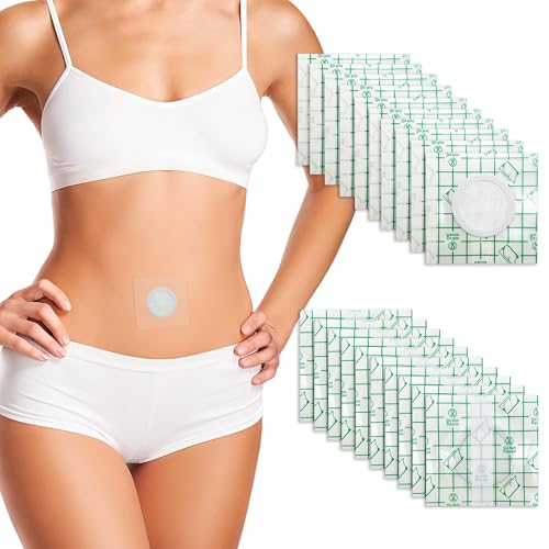 LBOYLOVE 20 Pack Castor Oil Patch Stomach Flexible Highly Absorbent Castor Oil Pack Kit Water-Resistant Hypoallergenic Clear Belly Button Patch with Organic Cotton