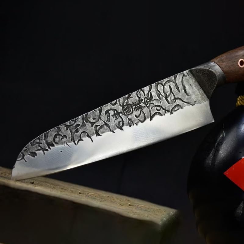 Meat Cleaver,Cleaver Knife 8.3 Inch Santoku Knife Wood Handle Sharp Chefs Cleaver Meat Slicing Vegetables Fish Longquan Kitchen Knives Handmade Forged, LAMAJIGA5844