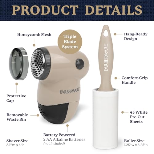 Image of Farberware Fabric Shaver & Lint Roller Set, Small, Portable