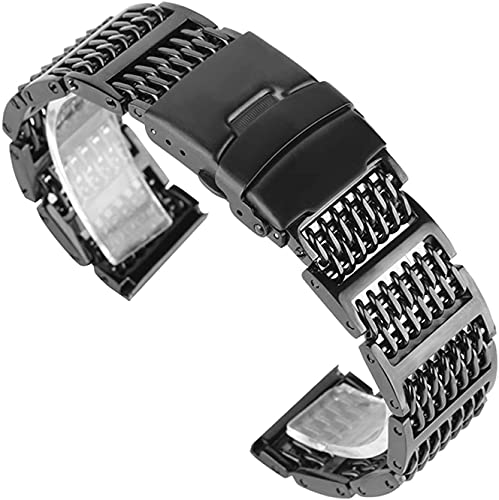 Bracelet Acier Inoxydable 24mm Noir Maille Milanaise pour Look Chic et Sport
