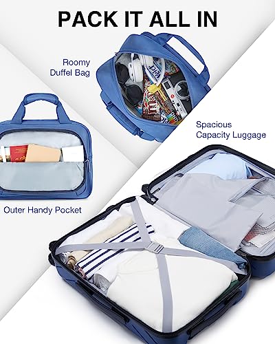Image of BAGSMART 2 Piece Luggage, 20 Inch Carry On Suitcase with Spinner Wheels, Polycarbonate Material, Blue
