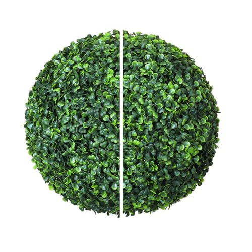 2er-Set(Halbkreis) Künstliche Buchsbaumkugel Ø28 cm, Kunstpflanze UV-beständig, Plastik Künstliche Pflanzen im Topf, Fake Plant wie echt für Wohnzimmer Schlafzimmer Büro Garten Deko (A-2 Stück(28cm))