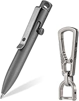 Vista 1 de KeyUnity KP05SW Bolt Action Pen con clip y KM17SW Titanio EDC Mosquetón Llavero Clip con Anillo D