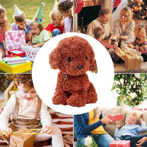 Lunaobrik Plüsch Hund Puppe | Weiches Braun Lockiges Haar Dekoration Kuschelkissen | Plüschtierspielzeug In Form Eines Hundes - Für Jungen Mädchen Studenten Wohnzimmer Schlafzimmer