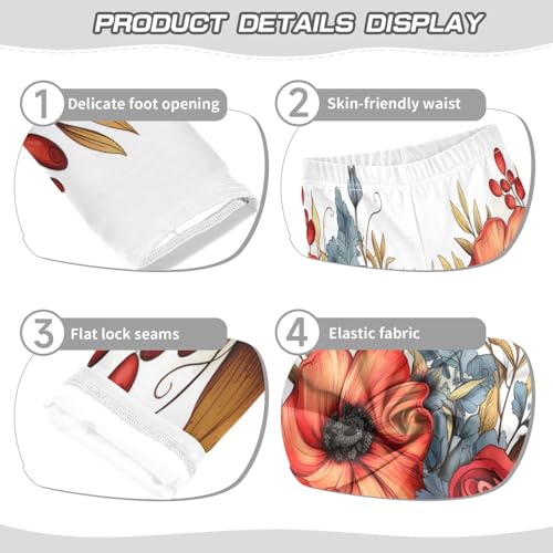 Toddler Girls Leggings Printed Yoga Pants Leggings Brown Leaves Rose for Kids3