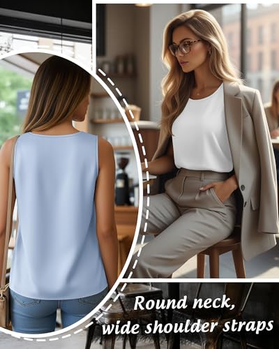 Image of 4 Pack Women's Lightweight Satin Tank Tops Silk Camisole Soft Sleeveless Layering Cami Scoop Neck Undershirt