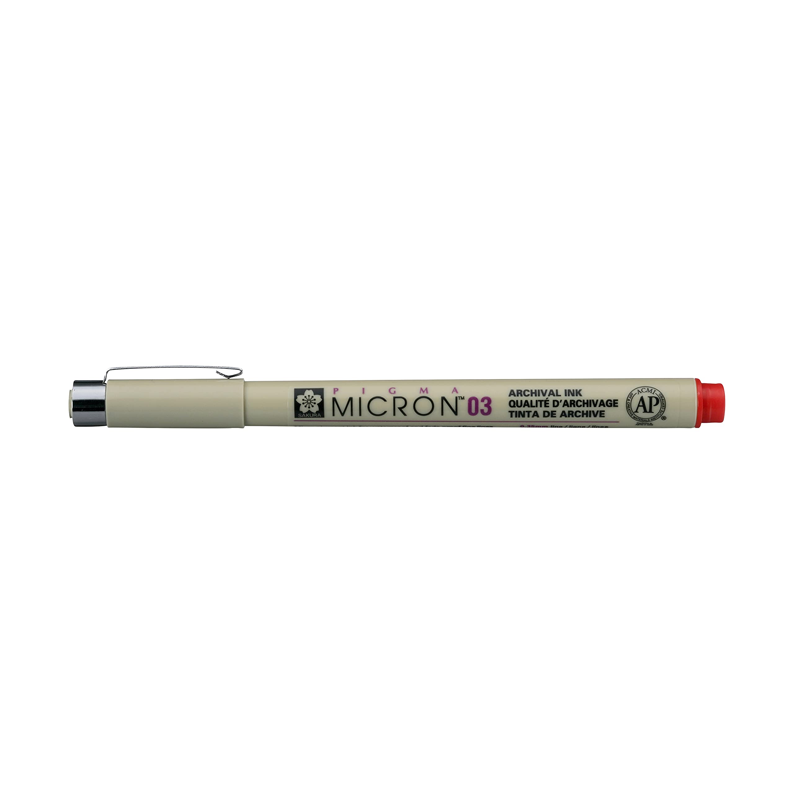 SAKURA Pigma Micron 03 Fineliner - Waterproof Permanent Pen - 0.35 mm Red