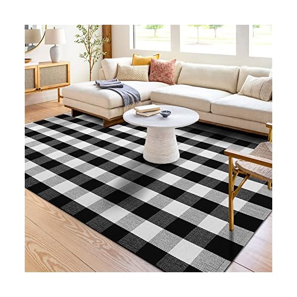 KOZYFLY Buffalo Plaid Area Rug 5 x 7 Ft Black and White Checkered Rug Washable Outdoor Patio Rugs Cotton Rugs for Living Room Carpet for Living Room Outdoor Dining Room Bedroom Farmhouse Rug KOZYFLY Buffalo Plaid Area Rug 5 x 7 Ft Black and White Checkered Rug Washable Outdoor Patio Rugs Cotton Rugs for Living Room Carpet for Living Room Outdoor Dining Room Bedroom Farmhouse Rug