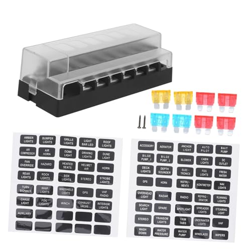 Luxshiny 1set Circuits Fuse Block Kit para Automoción y Uso Compacto Panel de Fusibles con Ubicaciones de Tierra Instalación Fácil para RV, Camión y Barco