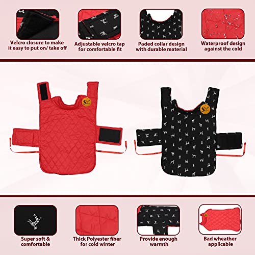 Image of Sage Square Dog Jacket - Reversible Fleece Winter Coat - Cold Weather Protection - Water Resistant - Wind Proof - Soft and Warm Thick Padded Dog Winter Coat (Small - 10 Inches, Black & Red)
