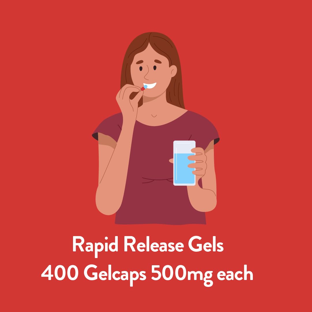 Aurohealth Healthy Living Extra Strength Acetaminophen Gelcaps for Pain Relief, 500mg, 400 Count — Amazon image 5