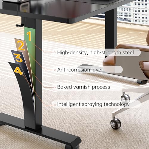 Image of Veken 63 Inch Electric Standing Desk, Adjustable Height Office Desk with Wood Desktop, Computer Table for Home Work, Study and Gaming, Small Spaces, Modern Furniture, Black