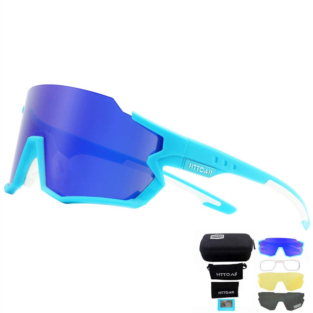 HTTOAR Gafas de sol de ciclismo deportivo Material TR90 Intercambio de 3 lentes Adecuado para correr Bicicleta Pesca Conducir Diversas actividades al aire libre