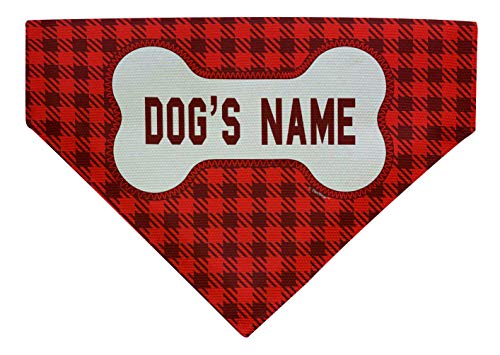 Christmas Dog Gifts Red Plaid Dog Name Bandana Small Dog Bandana Personalized Scarf for Dogs Bib Red