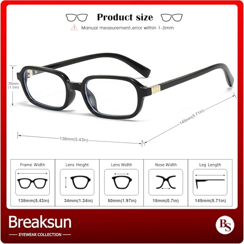 Image of Breaksun Retro Rectangle Glasses for Women Men Small Square Blue Light Blocking Glasses Vintage Eyeglasses
