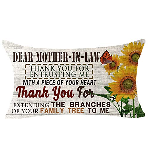 Product Image of the NIDITW Nice Mother in Law Gift Thank You for Entrusting Me Cotton Burlap Decorative Rectangle Throw Lumbar Waist Pillow Case Cushion Cover for Couch Living Room 12X20 inches (Orange)