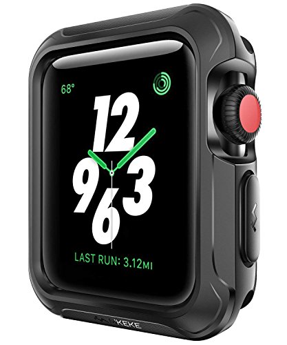 Mkeke Compatible with Apple Watch Case 42mm, Cover for iWatch Case 42mm Bumper Screen Protection Shock Absorption-Black