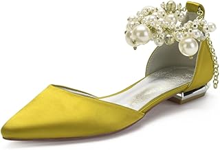 Zapatos De Novia Boda Planos Punta Puntiaguda Vestido De Novia Mujer para Compromiso Noche O Graduación 2 Cm