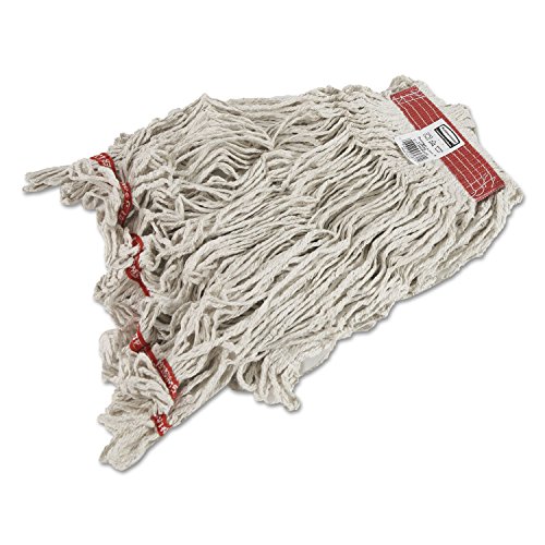 Image of Rubbermaid Commercial Products Swinger Loop Mop Head Replacement, 1-Inch Headband, Large, White, Cotton /Synthetic Industrial Wet Mop for Floor Cleaning Office /School /Stadium /Lobby /Restaurant