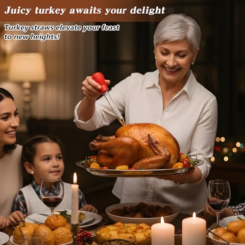Baster for Cooking Turkey Baster Syringe with Cleaning Brush Baster for Cooking for Hot Liquids Meat and Food Injector Turkey Baster for Aquarium (Red)