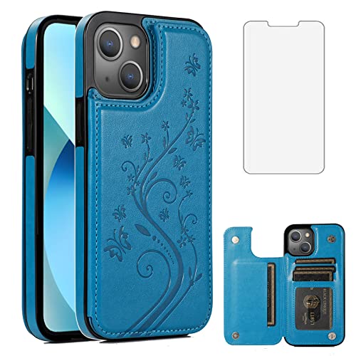 Coque iPhone 13 bleu pour voyager léger avec support vidéo et carte