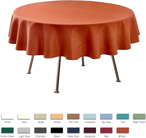 Miniatura 3 de maxmill Jacquard Round Table Cloth Swirl Design Waterproof Antiwrinkle Heavy Weight Soft Tablecloths for Fall Harvest Thanksgiving Dinner Circular