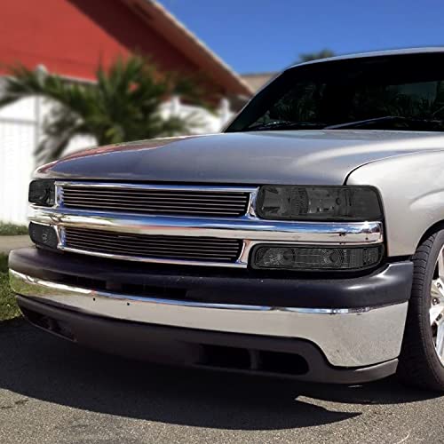 Image of DNA MOTORING OEM Replacement Headlight Housing Assembly Compatible with 99-02 Silverado 00-06 Suburban /Tahoe Bottom Bumper Lights Fit OE Grill, Smoked Clear, Left Right Side, HL-OH-CS99-4P-SM-CL1