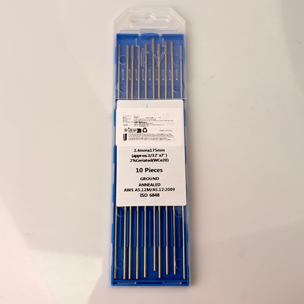 SenTECH TIG WC20 (Gris) Soldadura 2,4 mm x150 mm Electrodos de Tungsteno, Cerio 2%, Cerio, Paquete de 10 Pcs