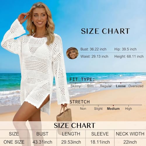 Image of CoCozy Swimsuit Coverup for Women, Crochet Bikini Beach Cover Up