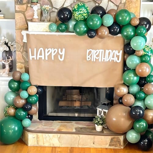 Image of Green and Brown Army Balloons Set, 12 Inch Dark Sage Green Retro Light Coffee Brown Camo Latex Balloons for Camouflage Birthday Party Hunting Soldier Camping Jungle Themed Party Decorations Supplies