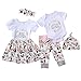 tabpole Kleine Große Schwester Passende Outfits Kurzarmhemd + Blumenhose + Stirnband für Mädchen