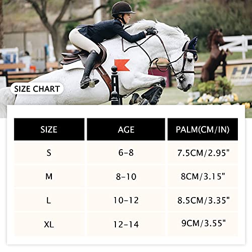 Amoy Kids Horse Riding Gloves Breathable Children Equestrian Horseback Anti-Slipping Boys & Girls Youth Outdoor Biking Cycling Sport Mitts Rose Red S Age 6-8 #TOP4