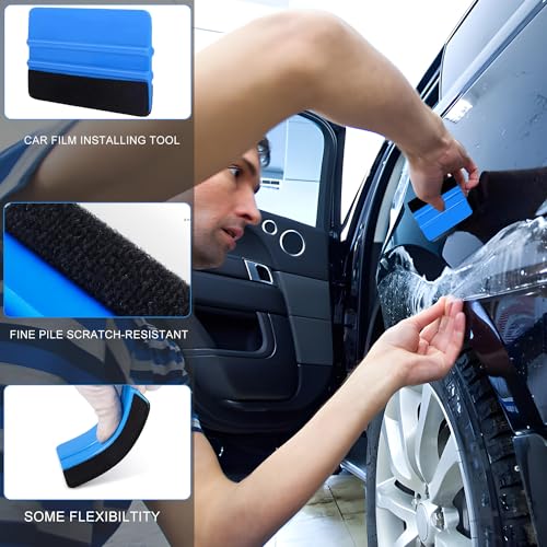 FAELNK 8 Stück Rakel Set für Tönungsfolie Auto Folierung Set Rakel Set für Folierung 2 Filzrakel Rakel Präzisionsmesser Cutter Messer mit 10 Klingen Car Wrapping Folie