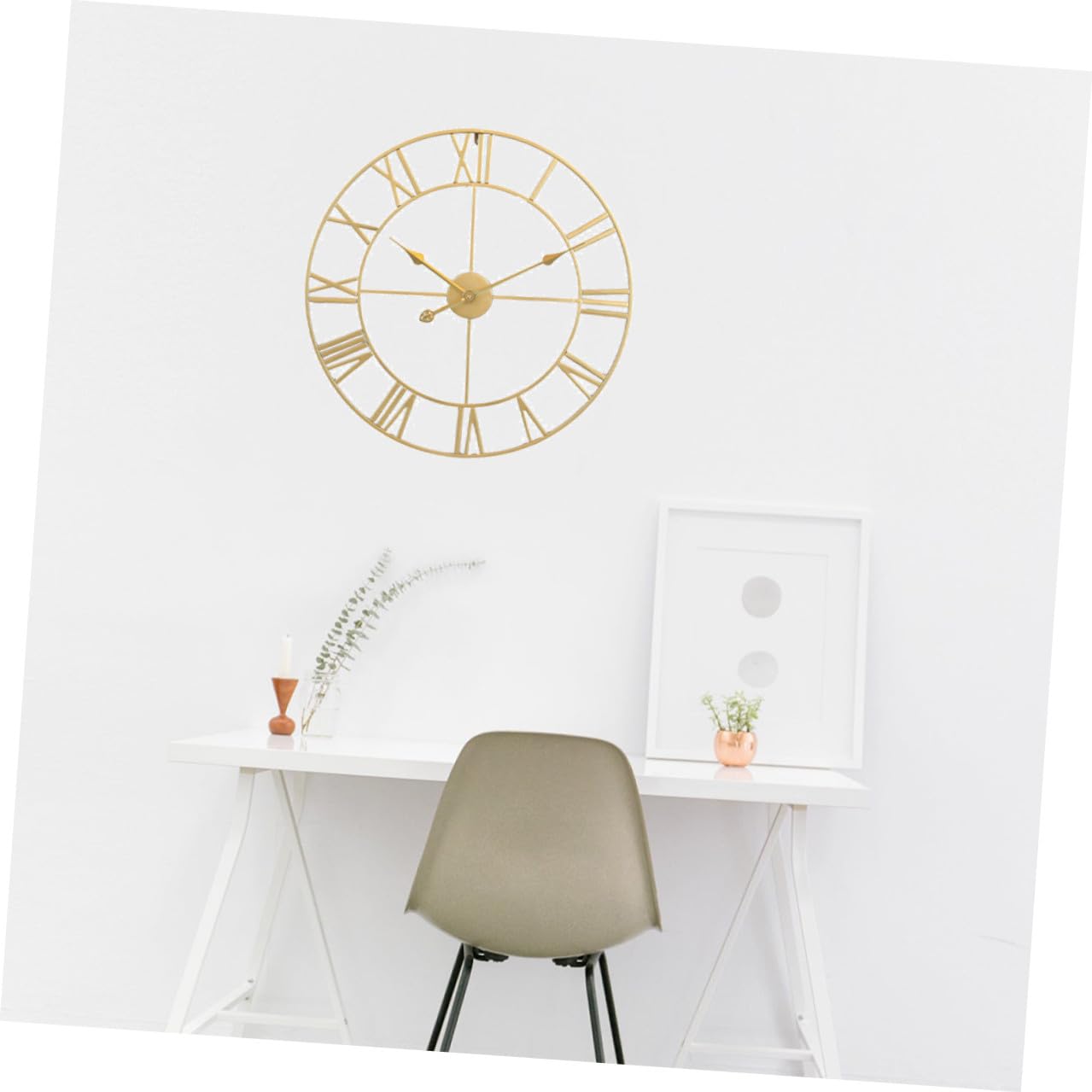 DOITOOL Geräuschlose Eisen Wanduhr für Wohnzimmer und Schlafzimmer, Beige