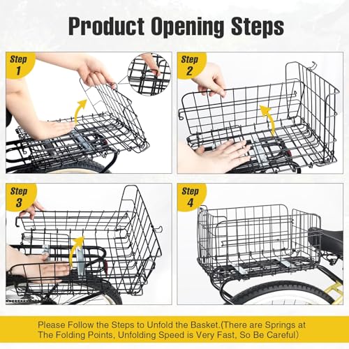 Fahrradkorb Hinten Fahrradkörbe stabil faltbar Fahrradkorb mit Gepäcknetz Hundekorb Fahrrad Hinten für Gepäckträger, Bike Basket aus Metall (Fahrradkorb mit Tasche)