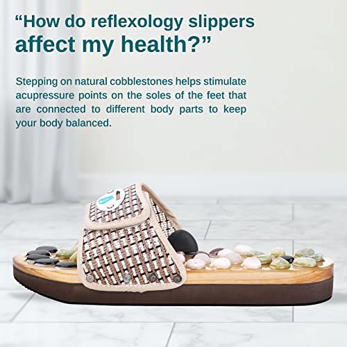 Acupressure Massage Slippers With Natural Stone, Therapeutic Reflexology Sandals For Neuropathy Acupoint Massage Shiatsu Foot Pain Relief Gifts For Wellness, Men 6.5-7 / Women 7.5-8.5 Feet Size #TOP1