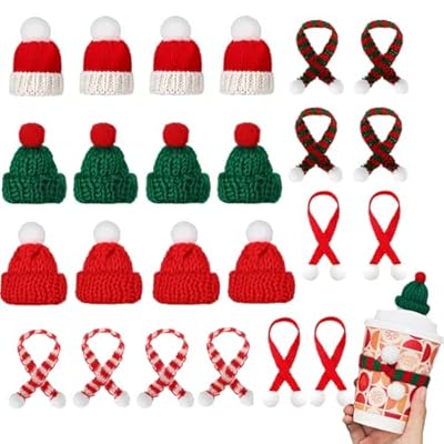 Mini Knit Hat Mini Christmas Scarf Set Tiny San...