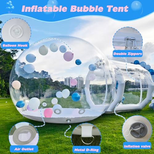 Tente gonflable à bulles, dôme transparent de 3 m avec ventilateur et pompe, tente de jardin étanche pour enfants et fêtes, qualité commerciale avec tunnel
