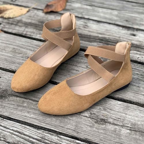 Womens Dress Flats Wide Width Loafers Women Comfortable Ballet Flats Ankle Straps Casual Office Closed Toe Shoes2