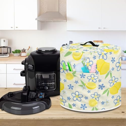 Image of Floral Lemon Air Fryer Cover Waterproof Dust Cover | Portable with Pocket Protective Cover Suitable for Women Exquisite Gifts for Picnic Color Resistant Portable 8 Quart