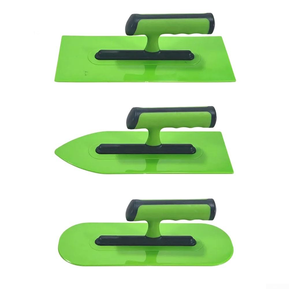 Raschietto per cemento per muratura e muratura, set di 3 cazzuole in plastica per intonacatura leggera, applicazione di stucco e levigatura, 25 cm, verde